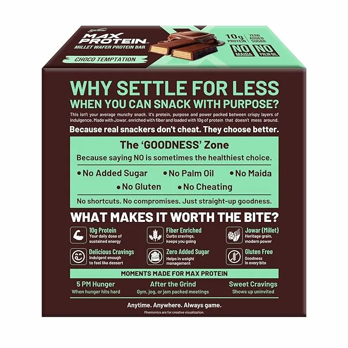RiteBite Max Protein Choco Temptation Millet Wafer Bar 40g Pack of 6