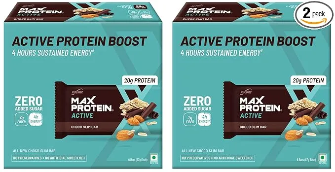 RiteBite Max Protein Active Choco Slim 20g Protein Bar 67g Pack of 6