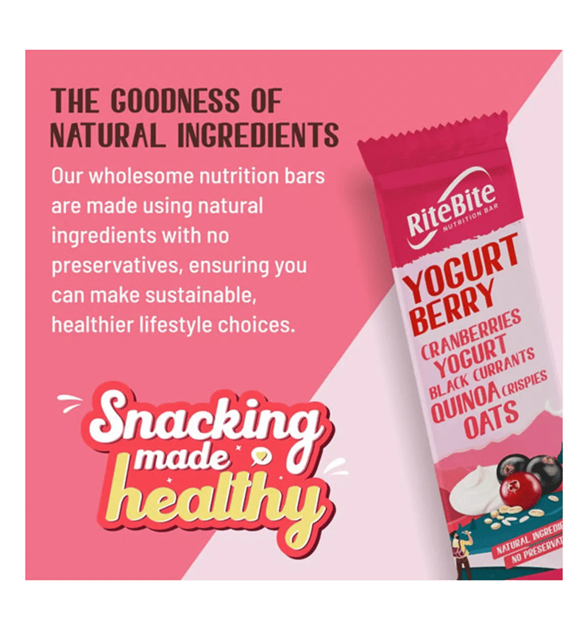 RiteBite Yogurt Berry Nutrition Bar 35g Pack of 6