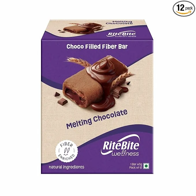 RiteBite Wellness Melting Chocolate Fibre Bar 40g Pack of 6