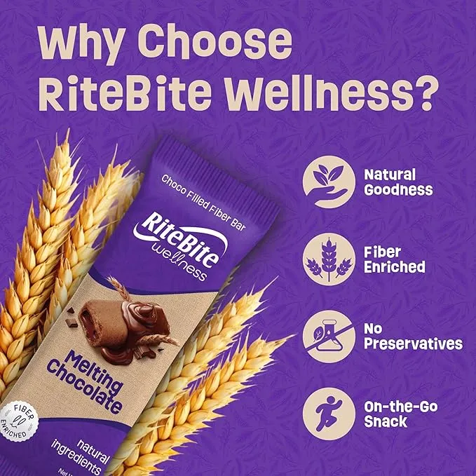 RiteBite Wellness Melting Chocolate Fibre Bar 40g Pack of 6