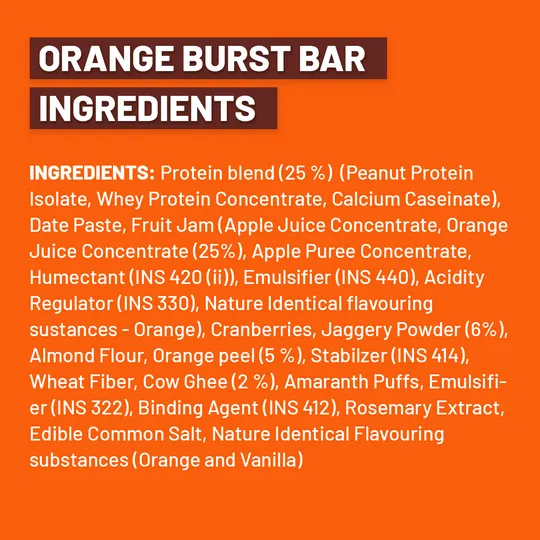 RiteBite Max Protein Roots Ghee Jaggery Orange Burst 10g Protein Bar 45g Pack of 6