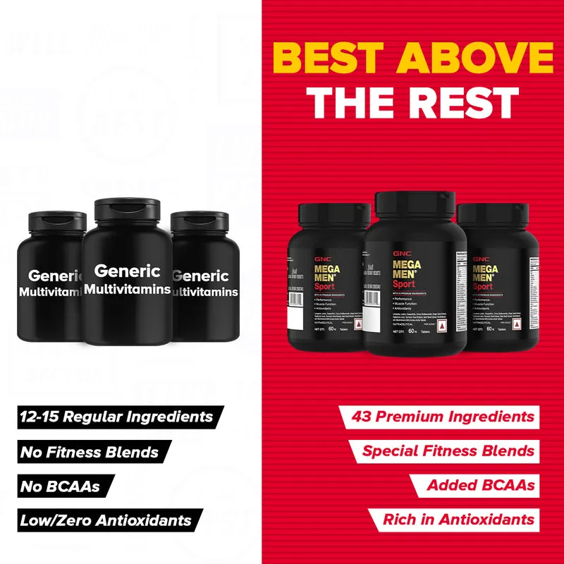GNC Mega Men Sport Multivitamin 43 Ingredients 60 Tablets