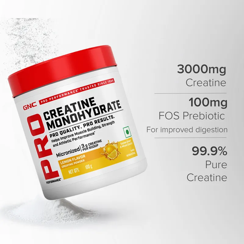 GNC Pro Performance Creatine Monohydrate 3000mg Lemon Powder 100g