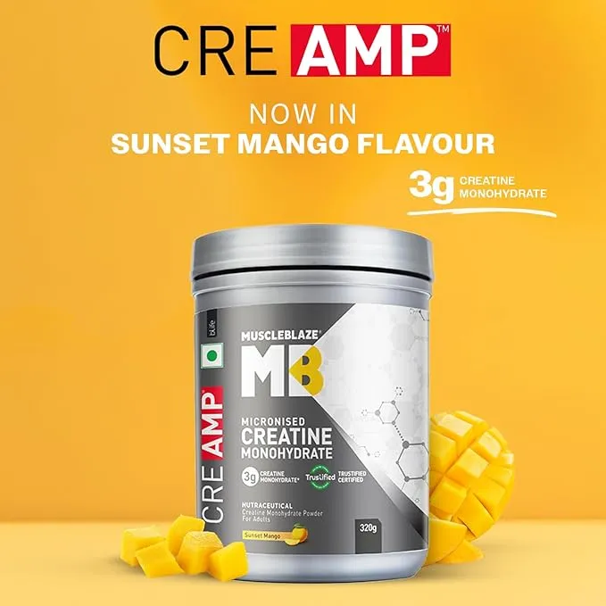 MuscleBlaze Creatine Monohydrate CreAMP Sunset Mango 250g 3g Creatine MB CreAbsorb