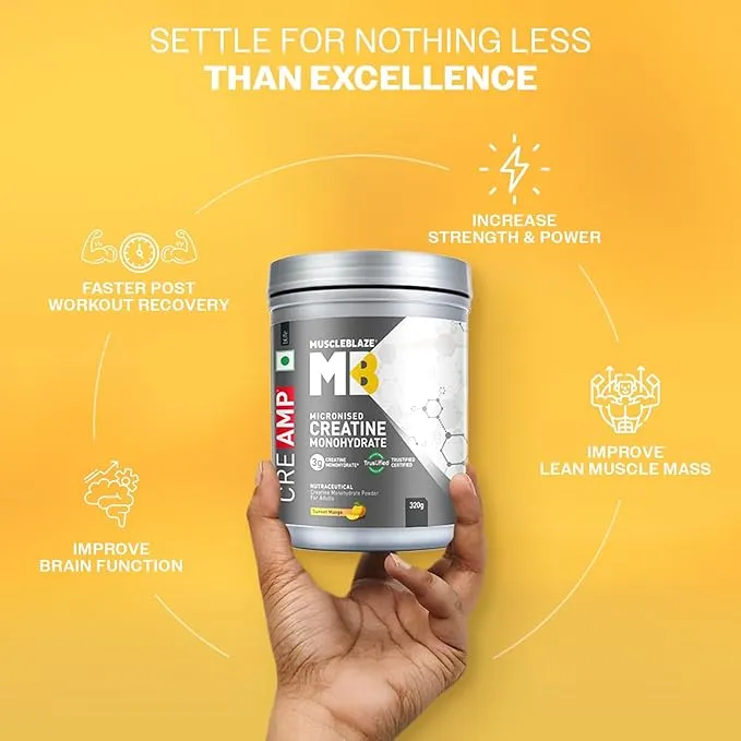 MuscleBlaze Creatine Monohydrate CreAMP Sunset Mango 250g 3g Creatine MB CreAbsorb