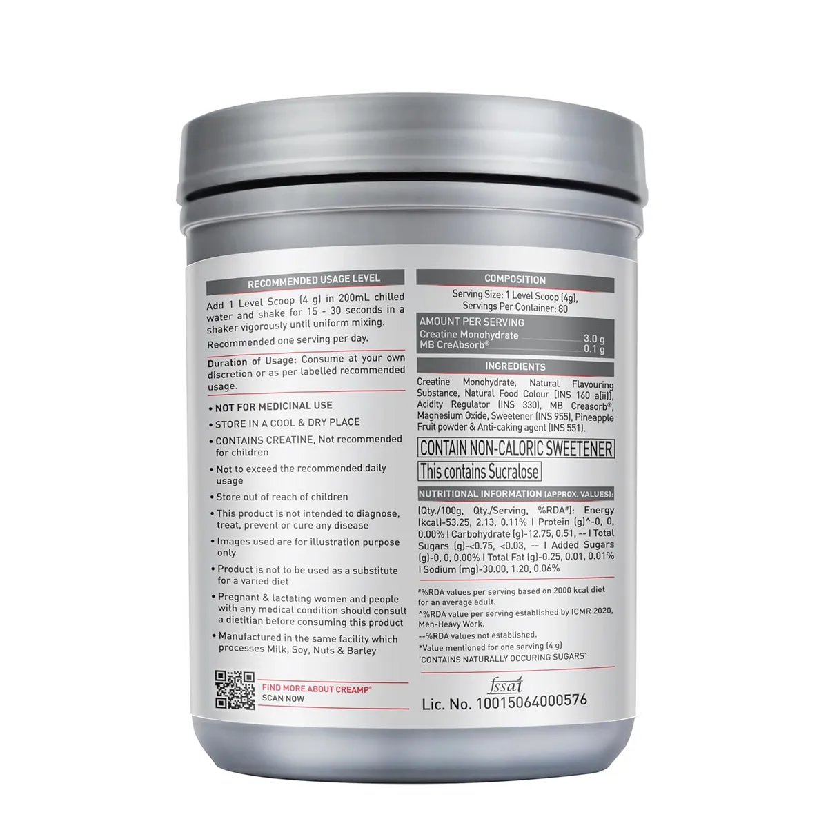 MuscleBlaze Creatine Monohydrate CreAMP Sunset Mango 250g 3g Creatine MB CreAbsorb