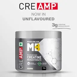 MuscleBlaze Creatine Monohydrate CreAMP Unflavoured 100g 0.22lb 33 Servings MB CreAbsorb