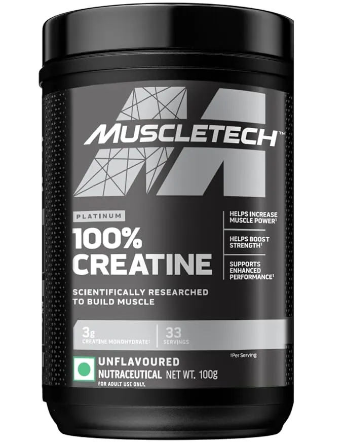 MuscleTech Platinum 100% Creatine Monohydrate Unflavoured 100g 3g Per Serving HPLC-Tested