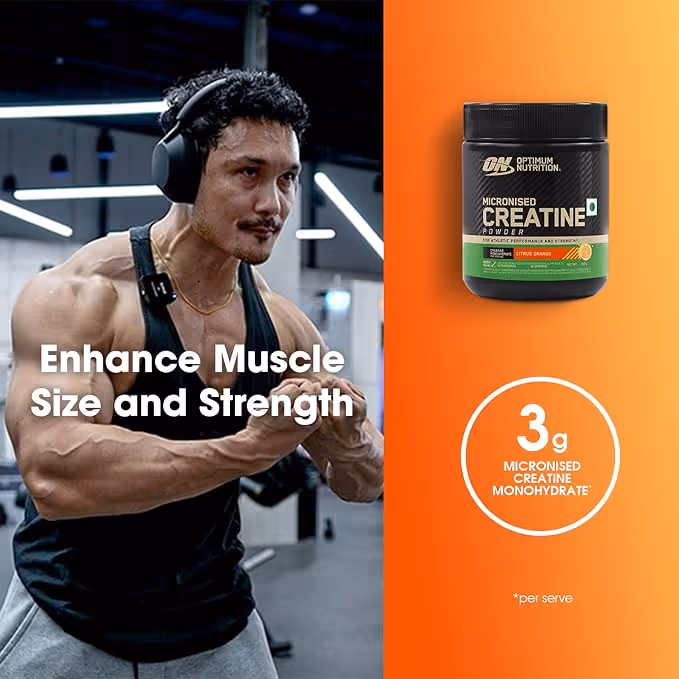 Optimum Nutrition ON Micronized Creatine Monohydrate Citrus Orange 100 g 26 Servings 3g Per Serving
