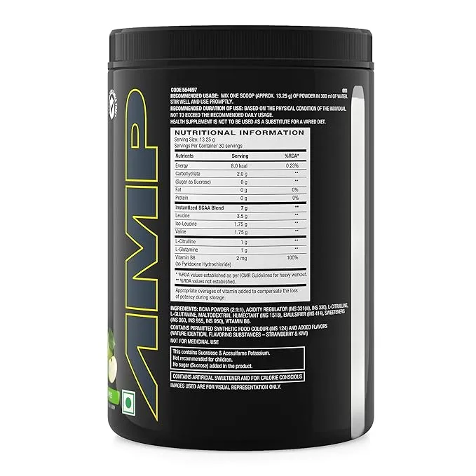 GNC AMP Gold Series BCAA Advanced Green Apple 400g 30 Servings Lean Muscle Recovery