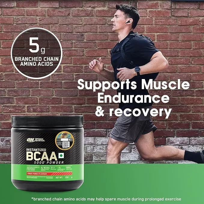 Optimum Nutrition ON BCAA 5000 Fruit Punch 250g 30 Servings 5g BCAAs 2:1:1 Ratio