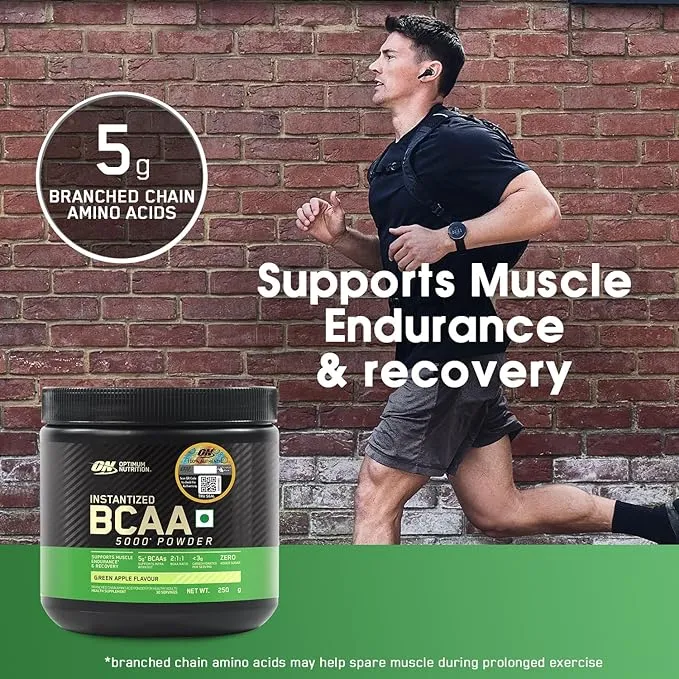 Optimum Nutrition ON BCAA 5000 Green Apple 250g 30 Servings 5g BCAAs 2:1:1 Ratio