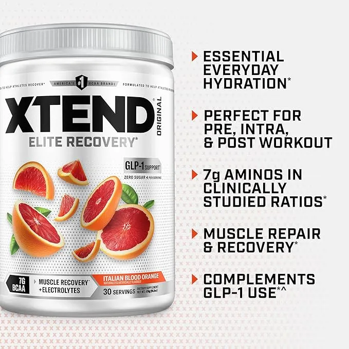 Scivation Xtend BCAA Intra Workout Italian Blood Orange 7g BCAAs 30 Servings Zero Sugar