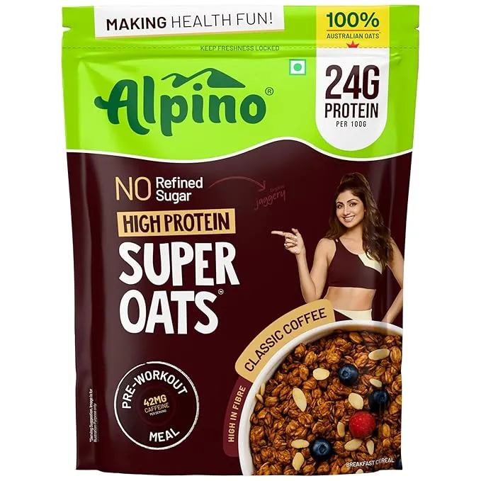 Alpino 24% High Protein Super Oats Classic Coffee 1kg Rolled Oats No Refined Sugar