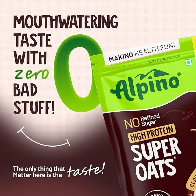 Alpino 24% High Protein Super Oats Classic Coffee 1kg Rolled Oats No Refined Sugar