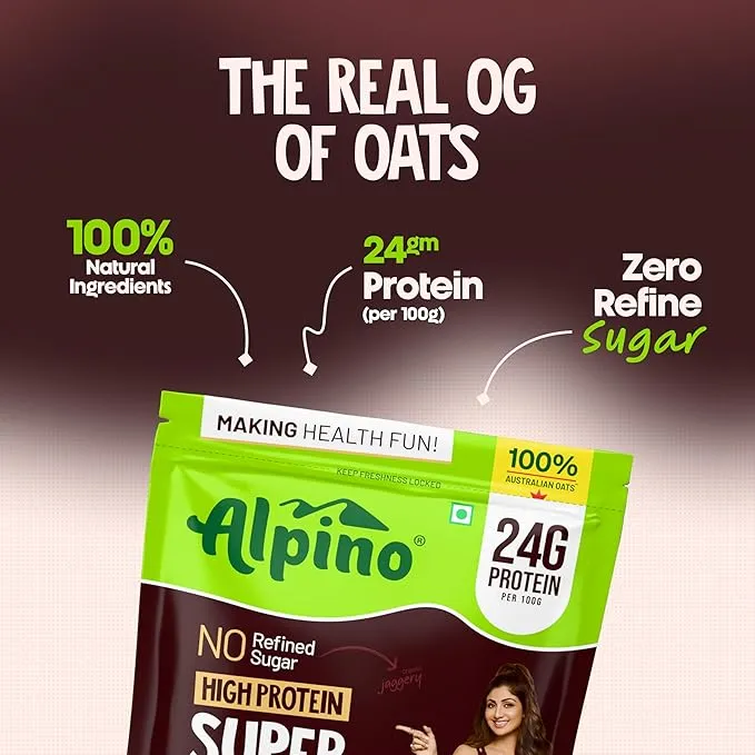 Alpino 24% High Protein Super Oats Classic Coffee 1kg Rolled Oats No Refined Sugar