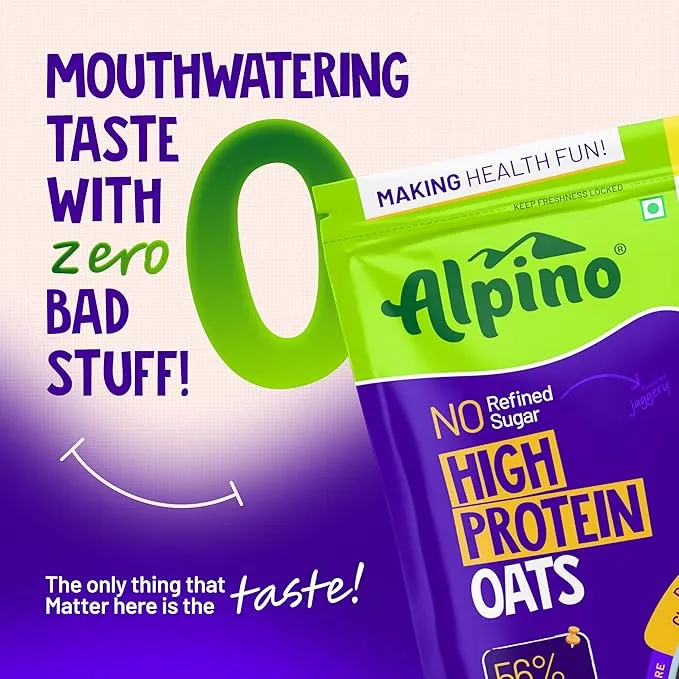 Alpino 25% High Protein Super Oats Dark Chocolate 1kg Rolled Oats Nuts Seeds Zero Sugar