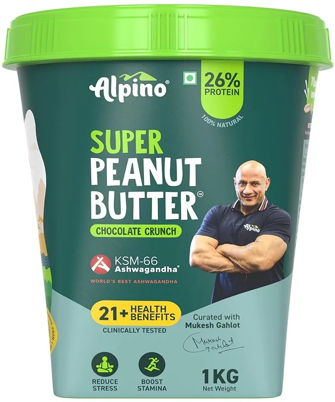 Alpino Super Peanut Butter KSM-66 Ashwagandha Chocolate Crunch 1kg 26g Protein