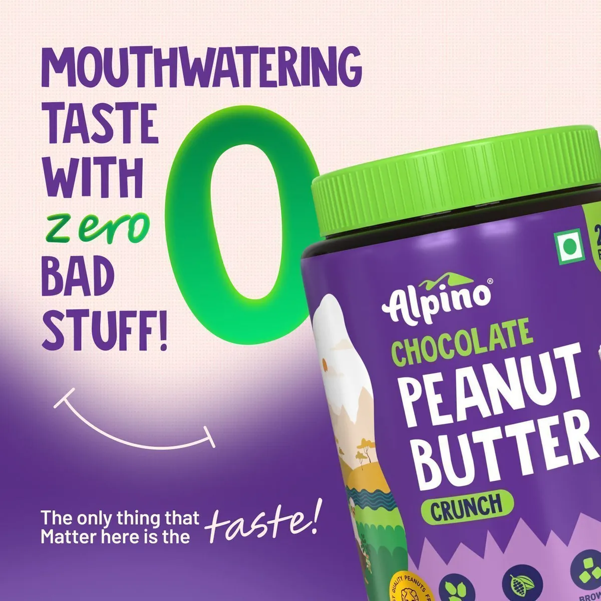 Alpino Chocolate Peanut Butter Crunch 1kg 26% Protein Roasted Peanuts Gluten Free Vegan