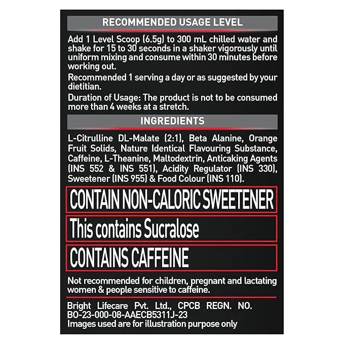 MuscleBlaze Pre Workout 200 Xtreme Tango Orange 100g 0.22lb 15 Servings 200mg Caffeine