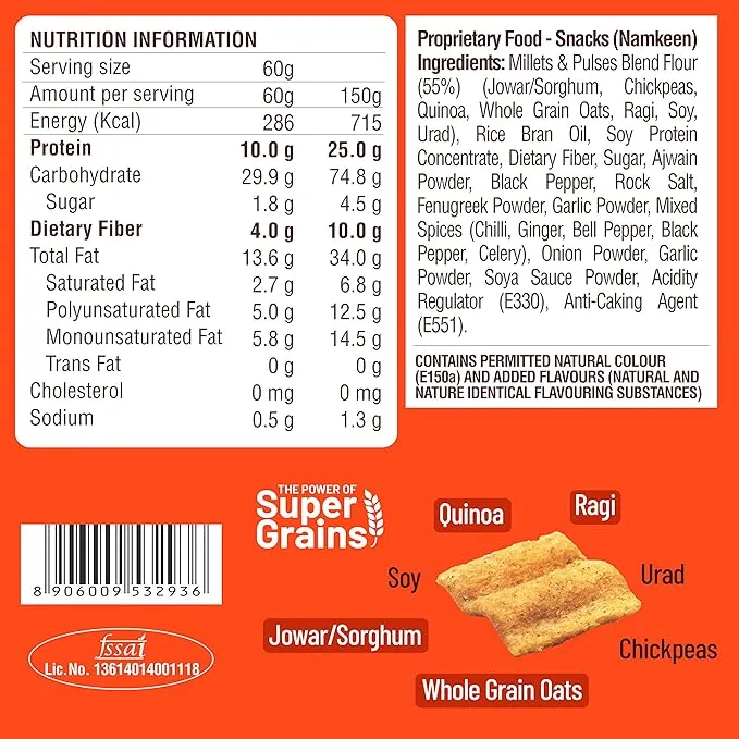 RiteBite Max Protein Namkeen Chips Chinese Manchurian 120 g 20g Protein 7 Grain Gluten Free Pack of 2