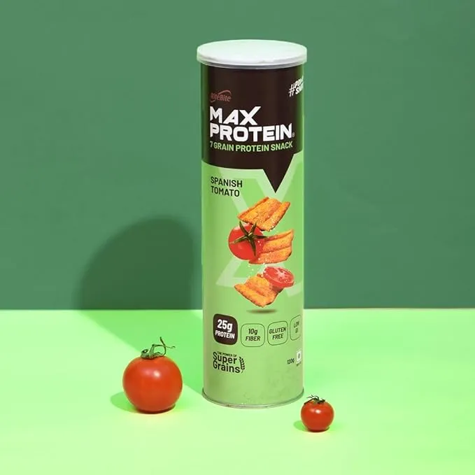 RiteBite Max Protein Namkeen Chips Spanish Tomato 120 g 20g Protein 7 Grain Gluten Free Pack of 2