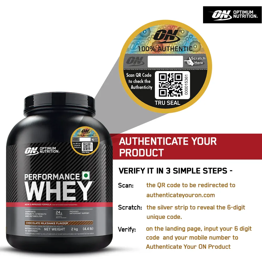 Optimum Nutrition ON Performance Whey Protein Chocolate 2kg 24g Protein 5g BCAA WPC WPI