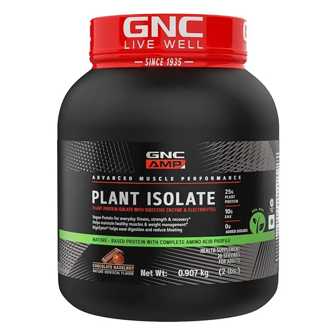 GNC AMP Plant Isolate Protein Chocolate Hazelnut 2 Lbs 25g Vegan Protein 26 Servings