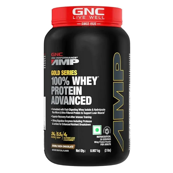 GNC AMP Pure Isolate Whey Protein Chocolate 2 lbs 30 Servings 25g Protein 6g BCAA
