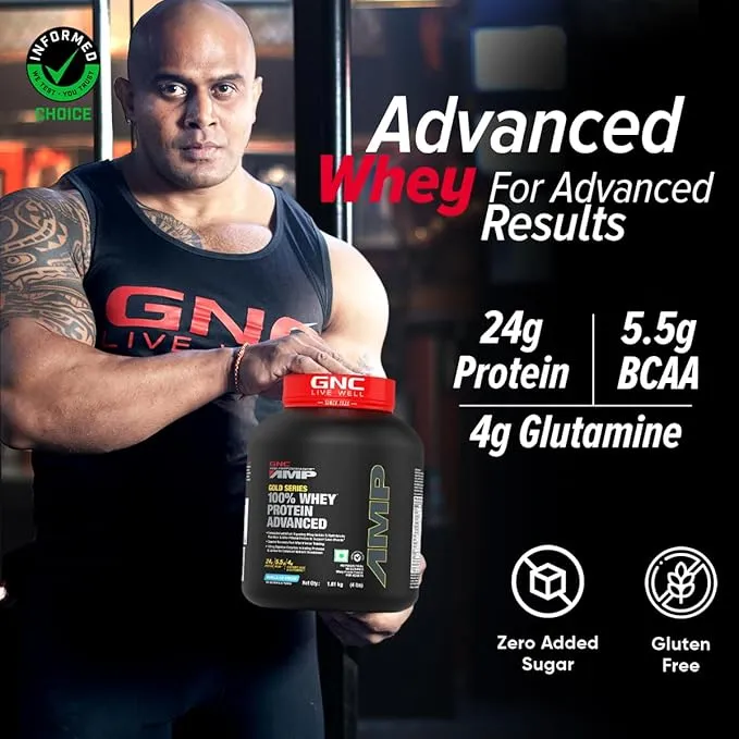 GNC AMP Pure Isolate Whey Protein Vanilla Custard 4 lbs 60 Servings 25g Protein 6g BCAA
