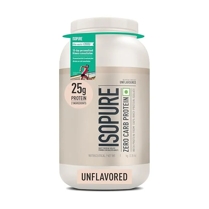 Isopure Nature's Best Zero Carb Unflavoured 100% Whey Protein Isolate 1 kg (2.2 lb) ~34 Servings