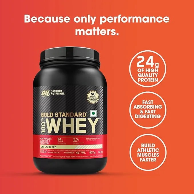 Optimum Nutrition Gold Standard 100% Whey Protein Unflavoured 2 lb 907g 29 Servings