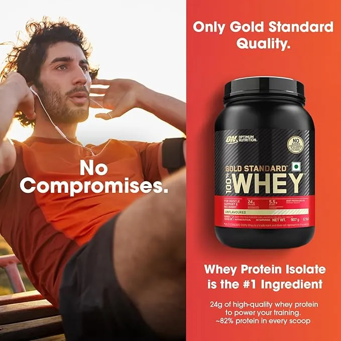 Optimum Nutrition Gold Standard 100% Whey Protein Unflavoured 2 lb 907g 29 Servings