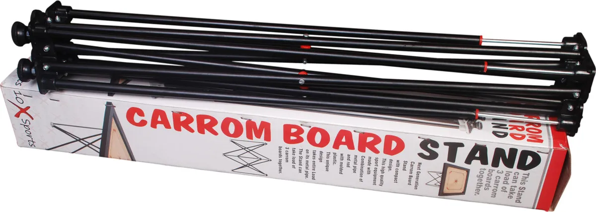 TenX Easy Fold Adjustable Carrom Board Stand Metal Pipe Foldable Height Portable Next Gen Design