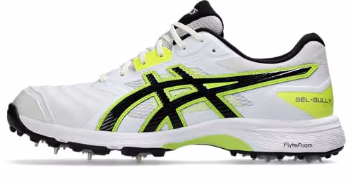 ASICS Gel-Gully 7 Cricket Shoes Metal Spike White/Safety Yellow Size 7