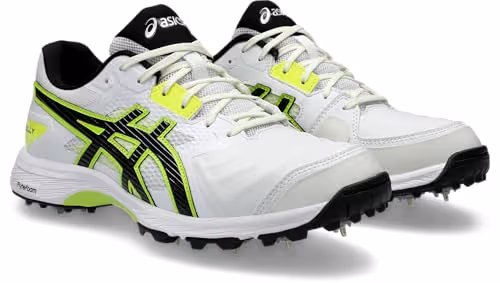 ASICS Gel-Gully 7 Cricket Shoes Metal Spike White/Safety Yellow Size 7