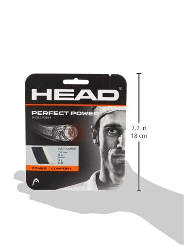 HEAD Perfect Power Squash String Set Black 16L Gauge 1.30mm