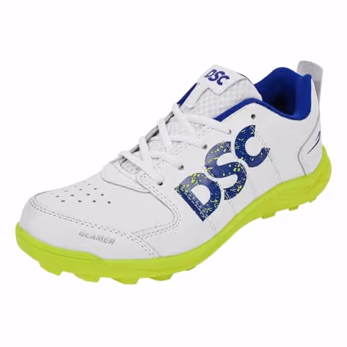 DSC BEAMER Cricket Shoes Rubber Spike Fluorescent Yellow/White Size 3
