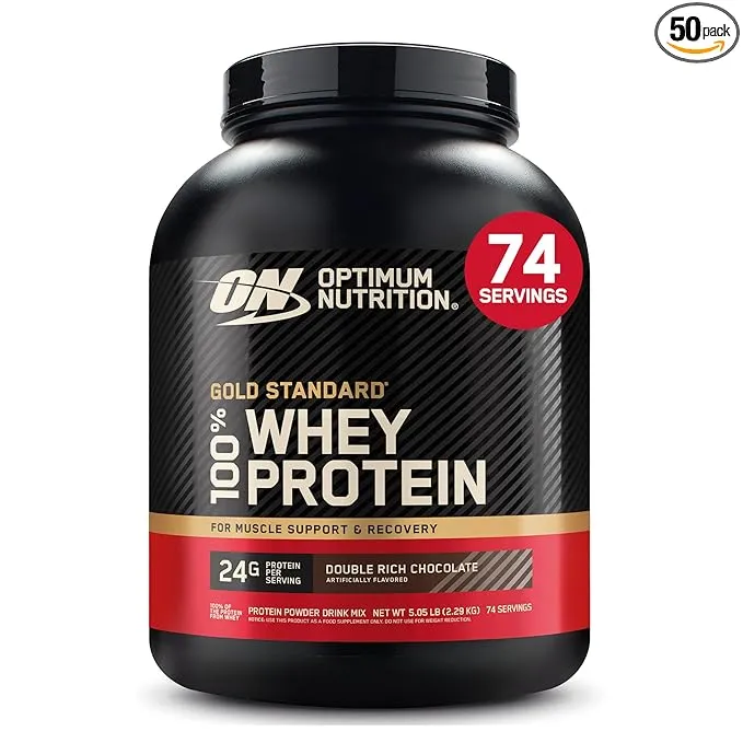 Optimum Nutrition Gold Standard 100% Whey Protein Double Rich Chocolate 2.27 kg (5 lb) ~73 Servings 24g Protein